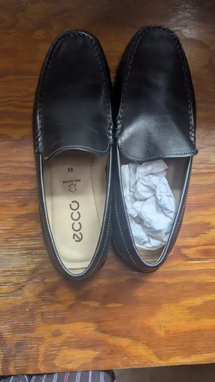 ECCO Classic Moc 2.0 Mens Black Leather Loafers Size 10 10.5 EU44